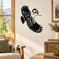 Black flying bird wall decal with detailed wing and tail design