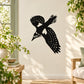 Black swooping bird wall decal with dotted wings and tail