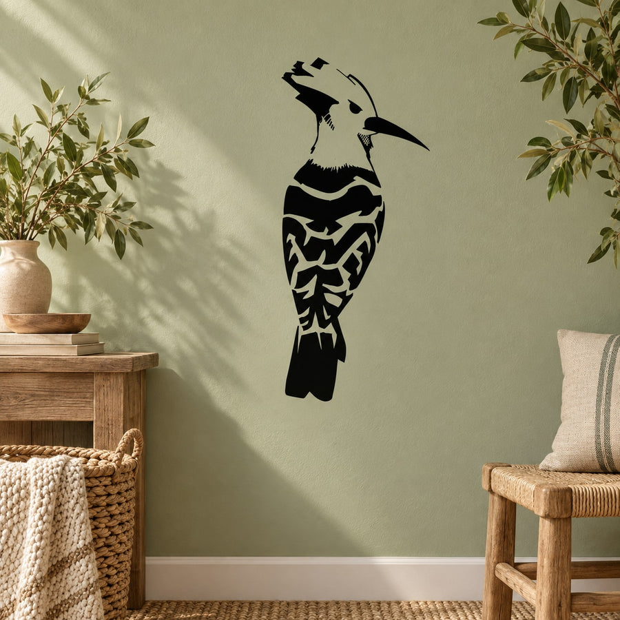 Black woodpecker silhouette wall decal, looking left