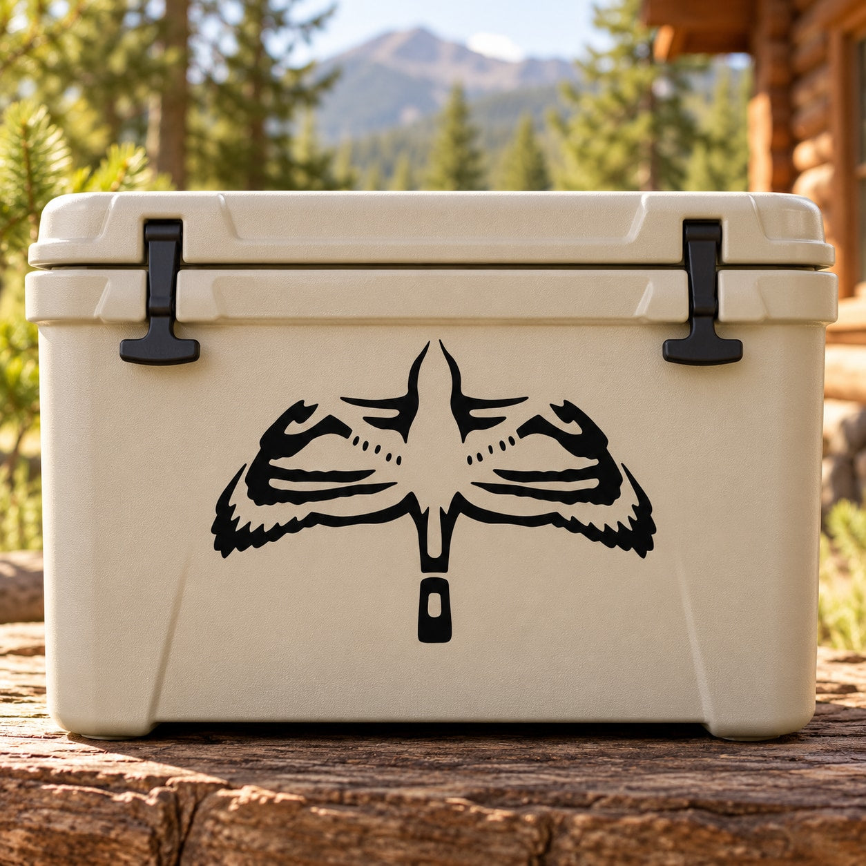 Black hawk emblem decal with centered beak and wings detail
