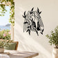 Winged helmet wall decal with leaf motif, black graphic on light background