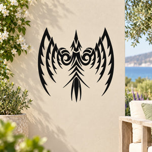 Black tribal wing spread eagle decal with symmetrical wings and central beak detail