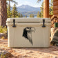 Eagle head decal with bold black outline on a cooler lid