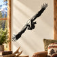 Black hawk gliding decal with wings extended, diagonal placement