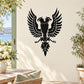 Double-headed medieval eagle wall decal, black and white stylized design