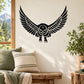 Black threatening hawk decal with spread wings and talon feet