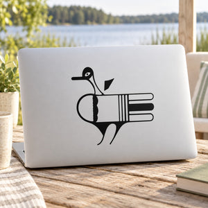 Black duck vinyl decal with stylized instrument design, sticker for walls or cars