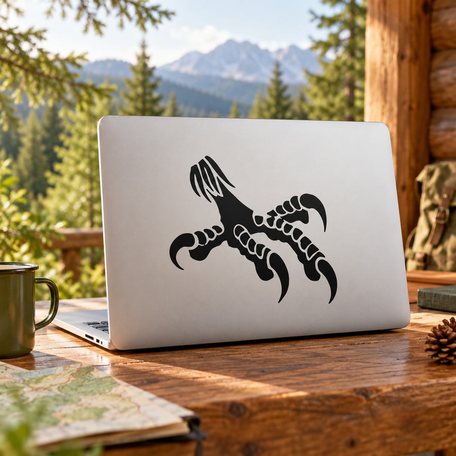 Black eagle claw talon decal with bold claw graphic