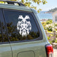 Two-headed tribal bird decal, white vinyl for car window