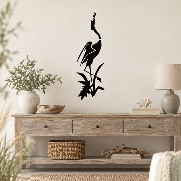 Black whooping crane calling wall decal silhouette