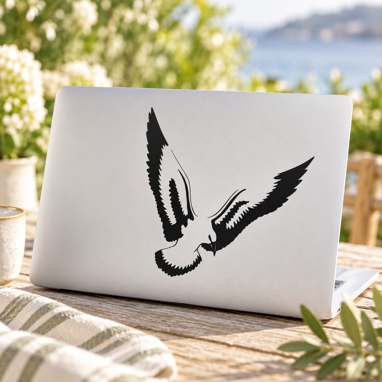 Black flying dove decal sticker
