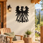 Eagle crest style decal: black three-headed eagle silhouette on light background
