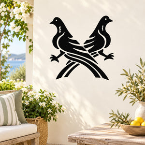 Double dove wall decal, black bird design