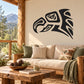 Aztec eagle head decal, black tribal design for wall