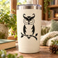 White tumbler with black owl on branch decal