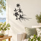 Floral ring bird wall decal sticker, black botanical bird design