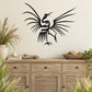 Whooping crane wall decal with outstretched wings and stylized feather lines