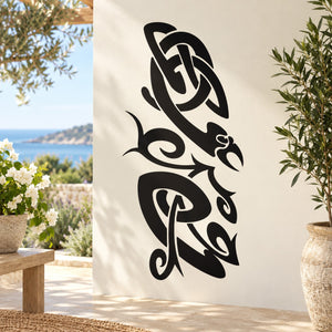 Viking tattoo bird decal sticker, black design on light background