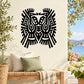Black geometric bird head decal with Aztec-inspired patterns