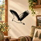 Flying hawk wall decal with black bird silhouette on a light background