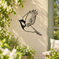 Black flying bird wall decal with wings spread