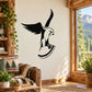 Black hovering hawk vinyl wall decal with wings spread
