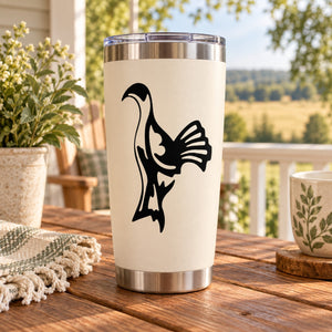 Black bird silhouette decal on white tumbler