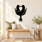 Black dove decal with heart shape in beak, love-themed wall sticker