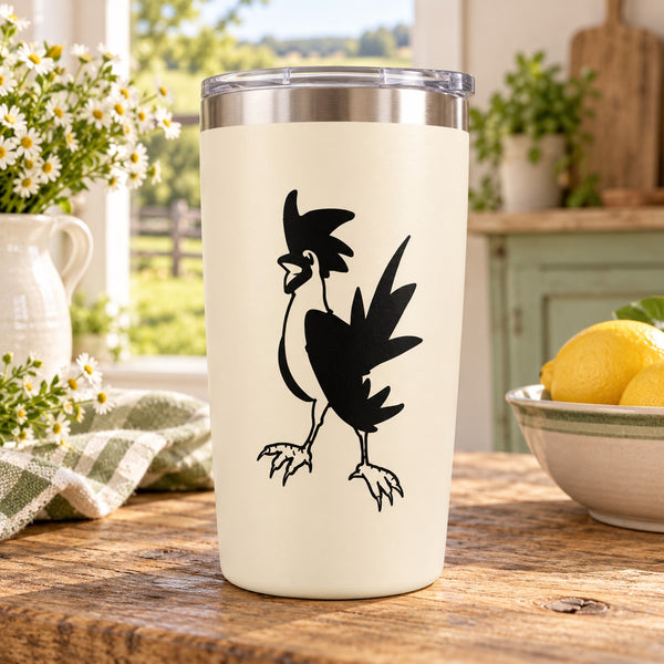 Cartoon rooster decal, black rooster design on light surface