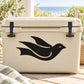 Gentle swallow decal with black bird illustration on a light background