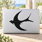 Gentle swallow flying decal, black bird silhouette on light background