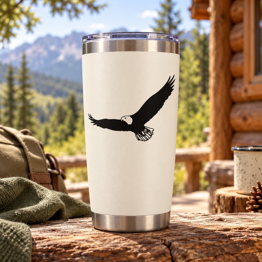 Black flying eagle vinyl decal with wings spread