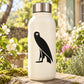 Black bird decal on cream water bottle with stainless steel lid