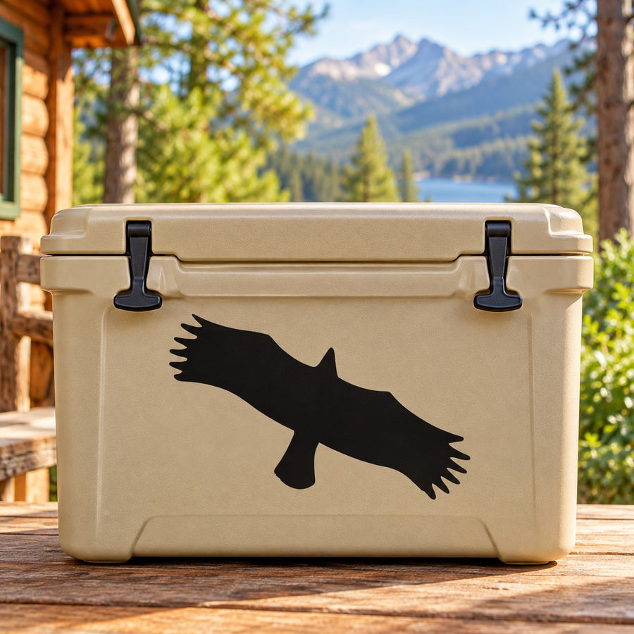Soaring hawk silhouette decal, black bird graphic