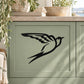 Art deco shore bird wall decal, black bird silhouette on a light green panel