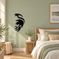 Black tribal swan wall decal with stylized feather shapes
