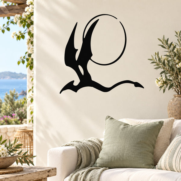 Black moon and dragon wall decal silhouette
