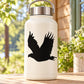 Bird wing silhouette decal on white bottle