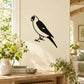 Black and white bird wall decal, single goldfinch silhouette with beak and feet