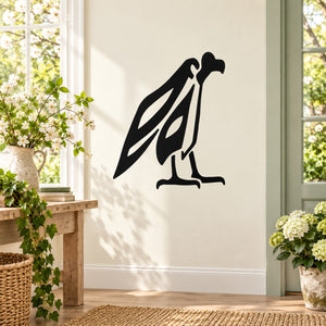 Black hunched vulture silhouette wall decal