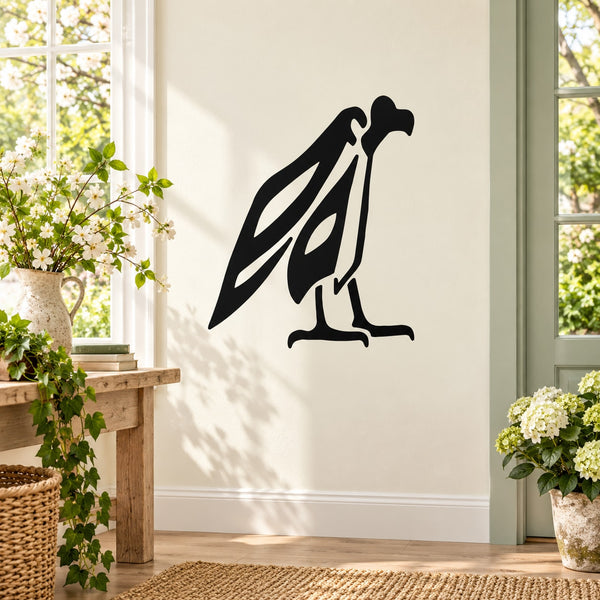 Black hunched vulture silhouette wall decal