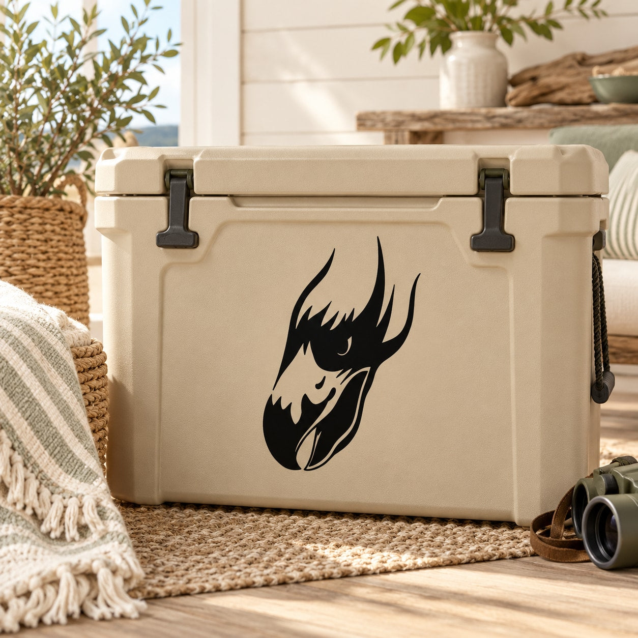 Falcon head decal with black stylized bird graphic
