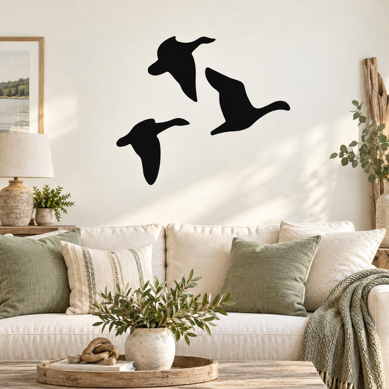 Black flying geese wall decal set of three bird silhouettes