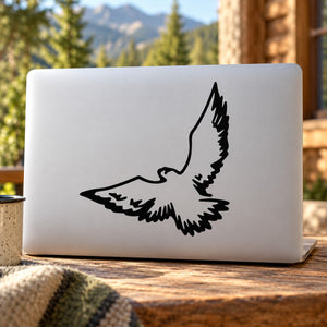 Black hawk decal on white rectangular surface