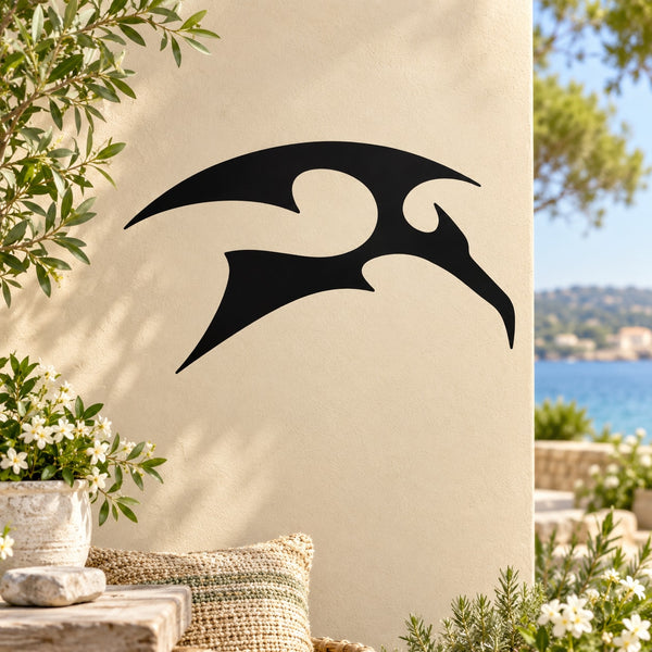 Abstract winged bird decal with black winged bird silhouette