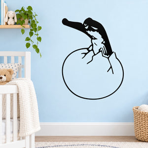 Alligator hatching from egg wall decal, black outline on light background