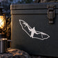 Vampire bat decal with white bat silhouette graphic on a dark surface