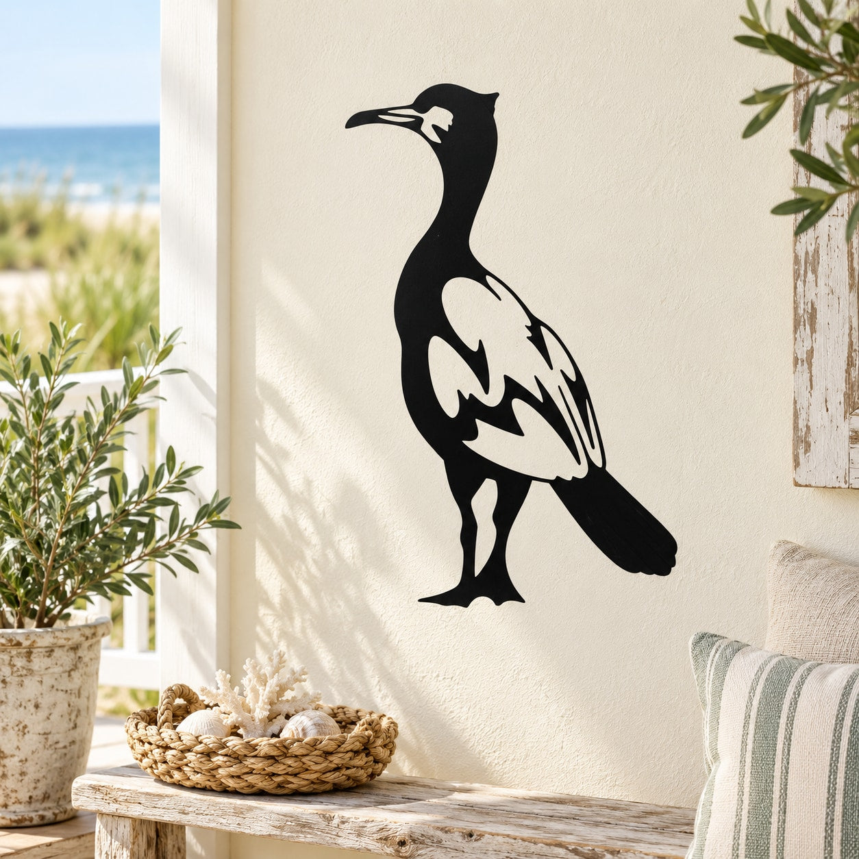 Black shore bird silhouette wall decal