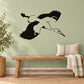 Flying heron wall decal with black and white bird silhouette