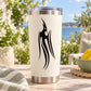 Stainless steel tumbler with black tribal phoenix decal on front